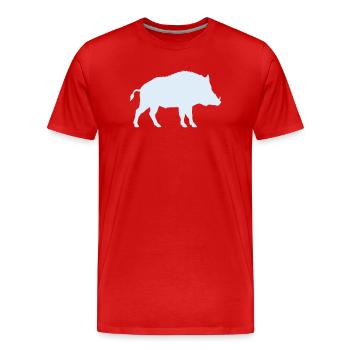 Silhouette bleue du sanglier sauvage - T-shirt bio Premium Homme - rouge - Devant - Damien (186cm)