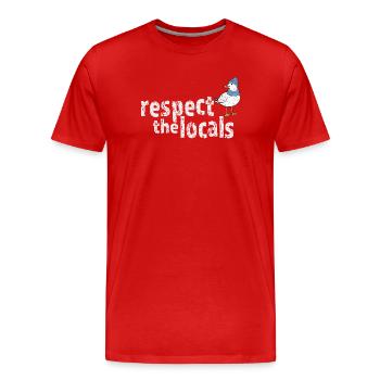 Respect les habitants – Mouette maritime - T-shirt bio Premium Homme - rouge - Devant - Damien (186cm)