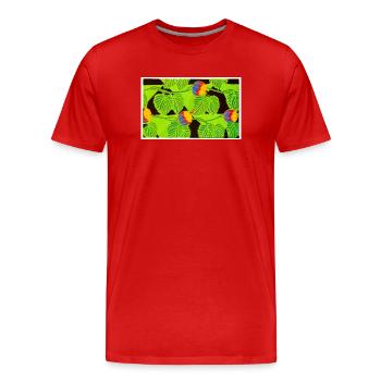 Oiseaux tropicaux et fruits - T-shirt bio Premium Homme - rouge - Devant - Damien (186cm)