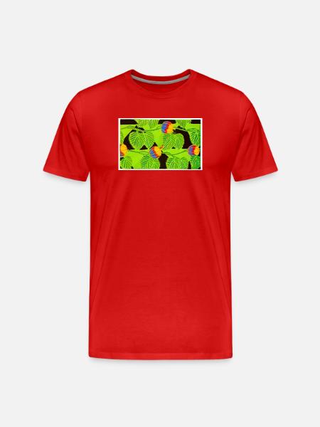 Tropical Birds and Fruit - Men's Premium Organic T-Shirt - red