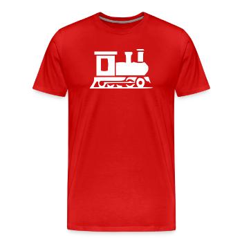 Cadeau de voyage en train pour voyager en train - T-shirt bio Premium Homme - rouge - Devant - Damien (186cm)