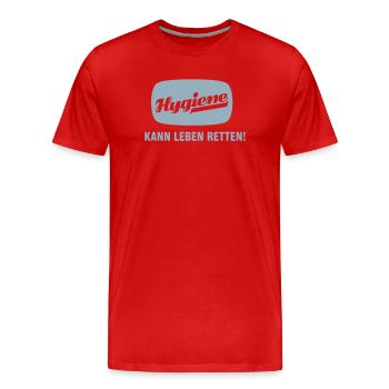 Hygiene kann Leben retten! - Männer Premium Bio T-Shirt - Rot - Vorne - Damien (186cm)