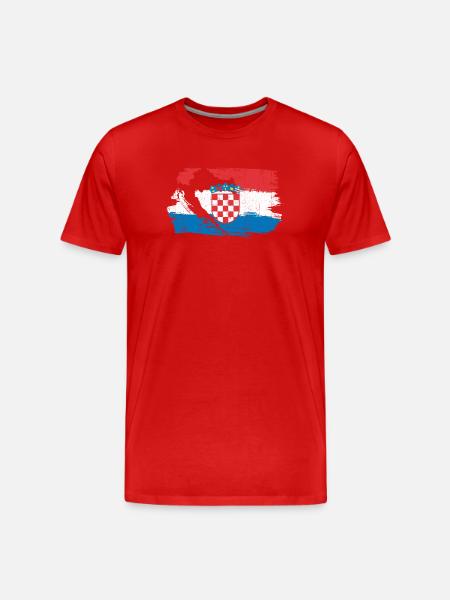 Drapeau croate à la brosse - T-shirt bio Premium Homme - rouge