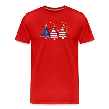 Weihnachtsbäume Amerika USA Flagge - Männer Premium Bio T-Shirt - Rot - Vorne - Damien (186cm)