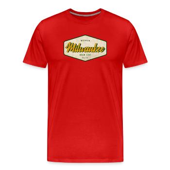 Milwaukee Retro Bierzeichen - Männer Premium Bio T-Shirt - Rot - Vorne - Damien (186cm)
