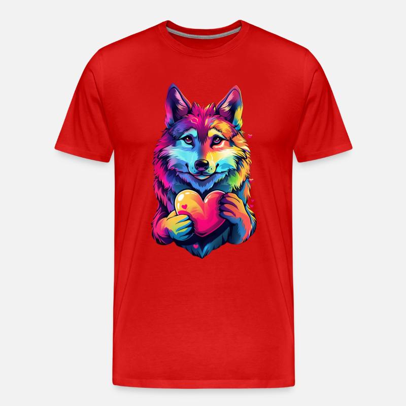 Wolf - Männer Premium Bio T-Shirt - Rot