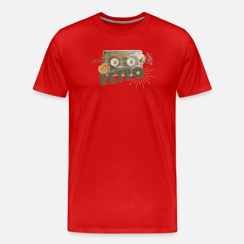 Retro Kassette Collage - Männer Premium Bio T-Shirt - Rot