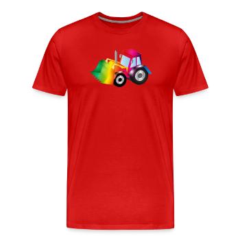 Rainbow excavator full of colour - Men's Premium Organic T-Shirt - red - Front - Damien (186cm)