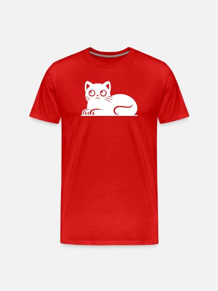 Cute Cat Cat Tattoo Style Drawing - Men's Premium Organic T-Shirt - red