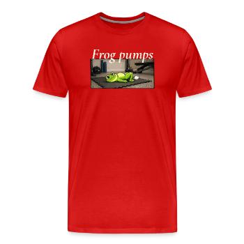 Grenouille pompe Fitness Grenouille Expression - T-shirt bio Premium Homme - rouge - Devant - Damien (186cm)
