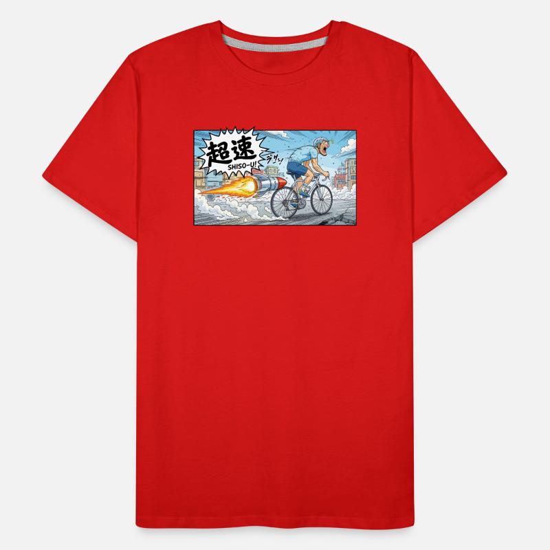Cycliste à hypervitesse avec explosion de fusée T-shirt bio Premium Homme