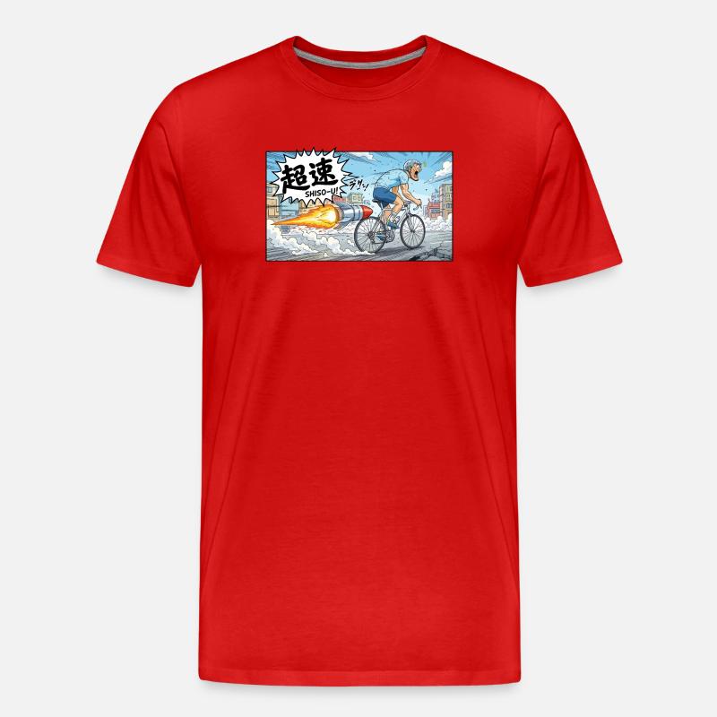 Hypervelocity-Radfahrer mit Raketenexplosion - Männer Premium Bio T-Shirt - Rot