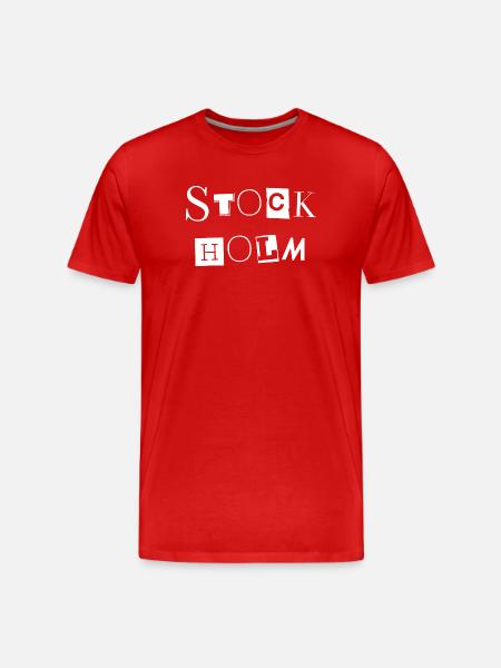 Stockholm Black & White Text Design - Men's Premium Organic T-Shirt - red