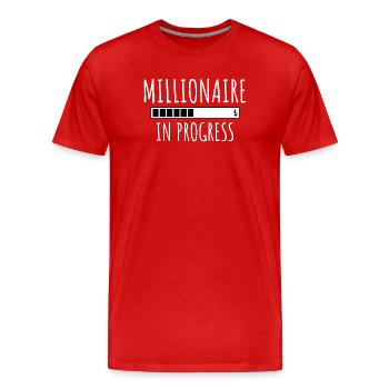 Millionaire en cours – Design motivationnel - T-shirt bio Premium Homme - rouge - Devant - Damien (186cm)