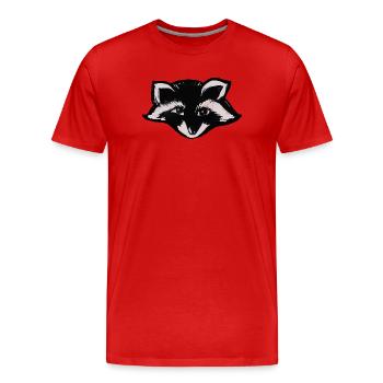 Mitternachts-Waschbärkopf - Männer Premium Bio T-Shirt - Rot - Vorne - Damien (186cm)