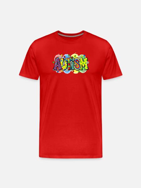 Autism Awareness Puzzle Rainbow Design - Men's Premium Organic T-Shirt - red