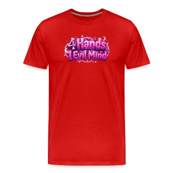4 mains 1 esprit maléfique - T-shirt bio Premium Homme - rouge - Devant - Damien (186cm)