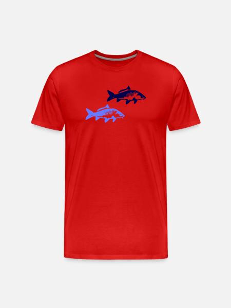 Two blue fish silhouettes - Men's Premium Organic T-Shirt - red
