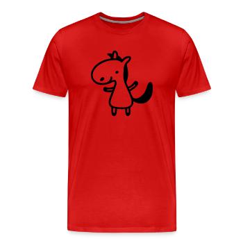 Pony - Line - Men's Premium Organic T-Shirt - red - Front - Damien (186cm)