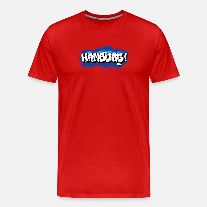 Hamburg Graffiti - Männer Premium Bio T-Shirt - Rot