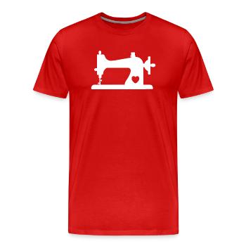 Machine à coudre avec coeur - T-shirt bio Premium Homme - rouge - Devant - Damien (186cm)