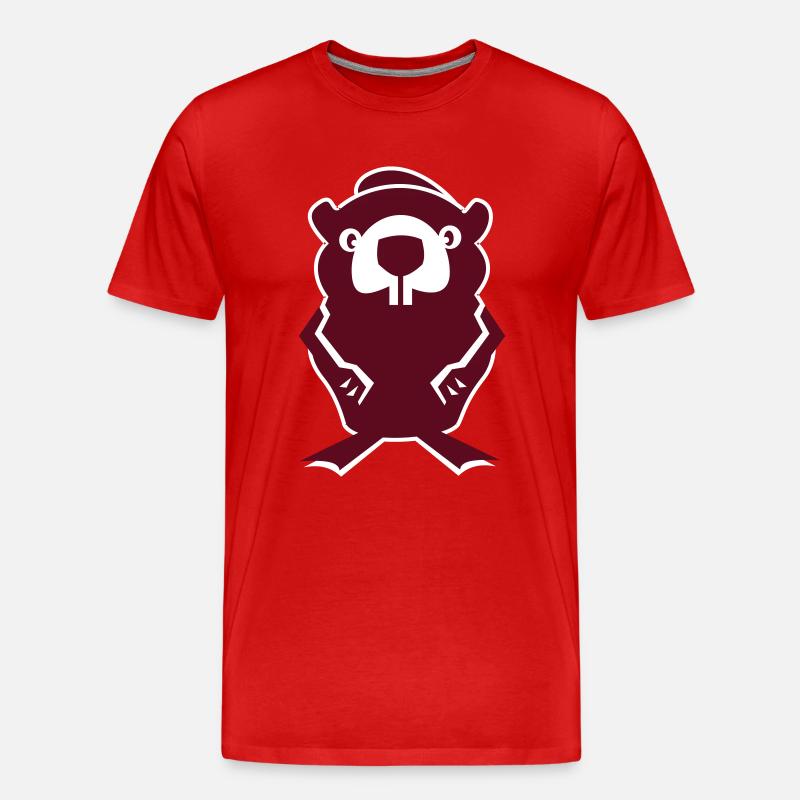 beaver - Männer Premium Bio T-Shirt - Rot
