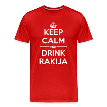 Drinks Keep calm Rakija - Men's Premium Organic T-Shirt - red - Front - Damien (186cm)