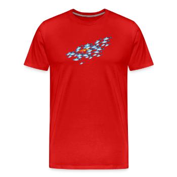 le poisson coloré dans l’essaim de poisson - T-shirt bio Premium Homme - rouge - Devant - Damien (186cm)