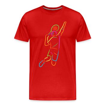 Joueur de tennis Raquette de tennis colorée Joueur de tennis - T-shirt bio Premium Homme - rouge - Devant - Damien (186cm)