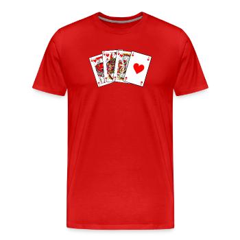 Jack Queen King Ace - Men's Premium Organic T-Shirt - red - Front - Damien (186cm)