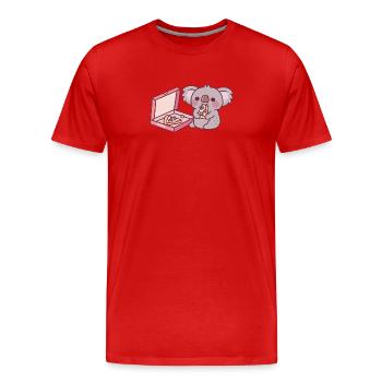 Süßer Koala-Bär, der Pizza isst - Männer Premium Bio T-Shirt - Rot - Vorne - Damien (186cm)