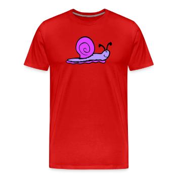snail shell snail slug smiles sweetly - Men's Premium Organic T-Shirt - red - Front - Damien (186cm)