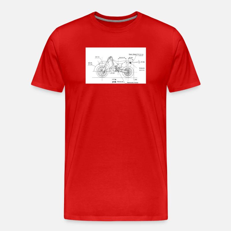 Motorrad Blueprint: Custom Chopper - Männer Premium Bio T-Shirt - Rot