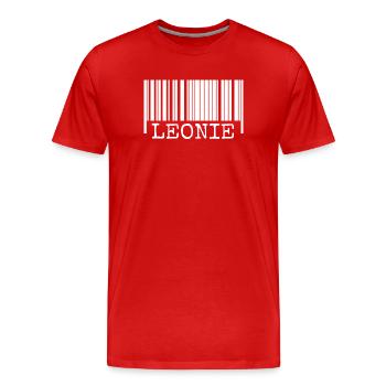 Leonie en tant que code-barres - T-shirt bio Premium Homme - rouge - Devant - Damien (186cm)
