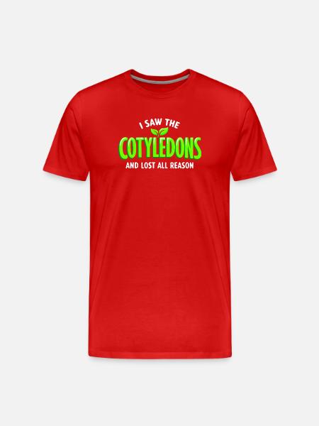 cotyledons seen | Microgreens Humor - Men's Premium Organic T-Shirt - red