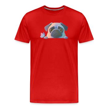 Mops mit Schmetterling - Männer Premium Bio T-Shirt - Rot - Vorne - Damien (186cm)