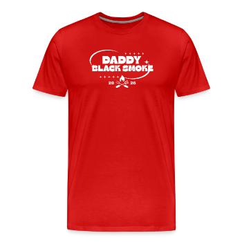 Papa Fumée Noire - T-shirt bio Premium Homme - rouge - Devant - Damien (186cm)