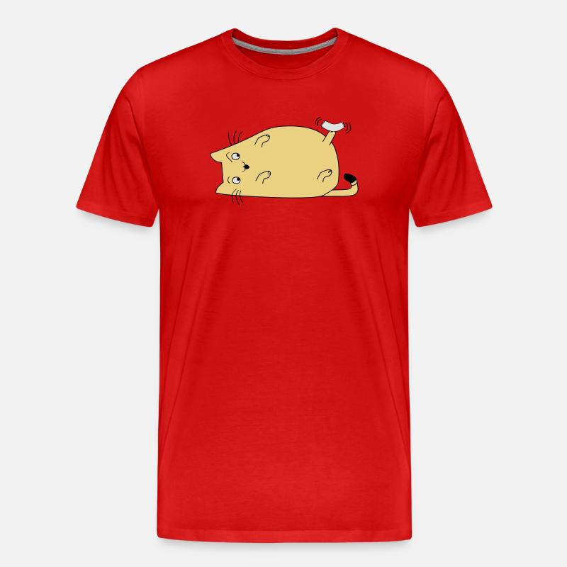 Katze mit Band - Männer Premium Bio T-Shirt - Rot