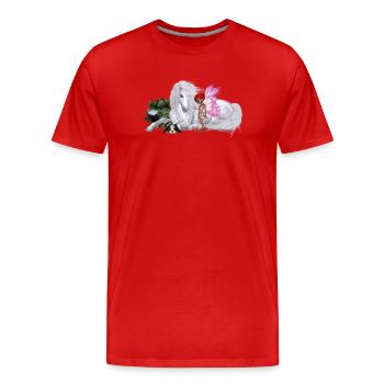 Wunderbares Einhorn mit Fee - Männer Premium Bio T-Shirt - Rot - Vorne - Damien (186cm)