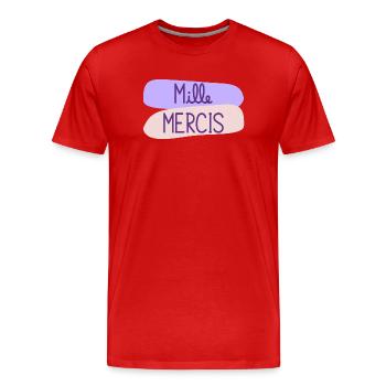 MAÎTRESSE. MERCI. MERCI MAÎTRESSE - T-shirt bio Premium Homme - rouge - Devant - Damien (186cm)