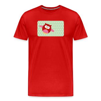 Funny Owl with Green Asterisk | Customisable - Men's Premium Organic T-Shirt - red - Front - Damien (186cm)
