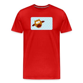 Funny Owl with Blue Asterisk | Customisable - Men's Premium Organic T-Shirt - red - Front - Damien (186cm)
