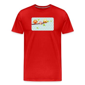 Little owls with mint asterisk | Customisable - Men's Premium Organic T-Shirt - red - Front - Damien (186cm)