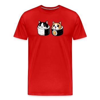 Neko Maki Mix: Die Sushi-Katze - Männer Premium Bio T-Shirt - Rot - Vorne - Damien (186cm)