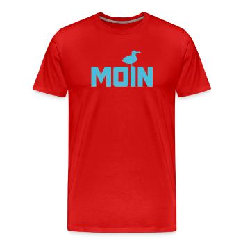 Moin Möwe Ahoi Nordsee Ostsee Küste Urlaub Strand - Männer Premium Bio T-Shirt - Rot - Vorne - Damien (186cm)