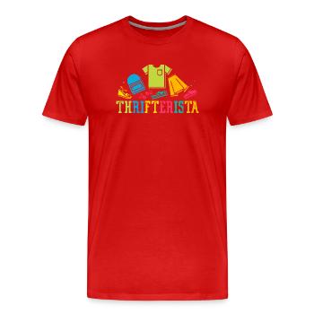 Thrift Shopper Thrifterista Thrift Store - Men's Premium Organic T-Shirt - red - Front - Damien (186cm)