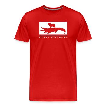 Joyeux anniversaire Capybara Joyeux anniversaire - T-shirt bio Premium Homme - rouge - Devant - Damien (186cm)