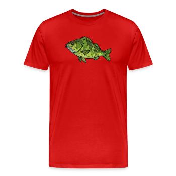 Geometrischer Flussbarsch Low Poly - Männer Premium Bio T-Shirt - Rot - Vorne - Damien (186cm)