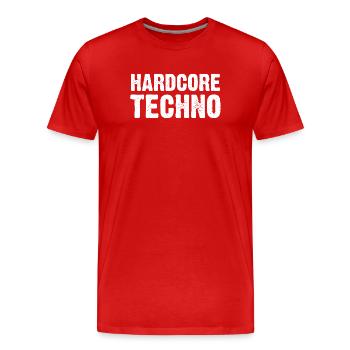Hardcore Techno Distressed - Men's Premium Organic T-Shirt - red - Front - Damien (186cm)