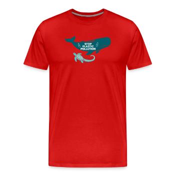Stop Plastic Pollution, whale and turtle - Men's Premium Organic T-Shirt - red - Front - Damien (186cm)